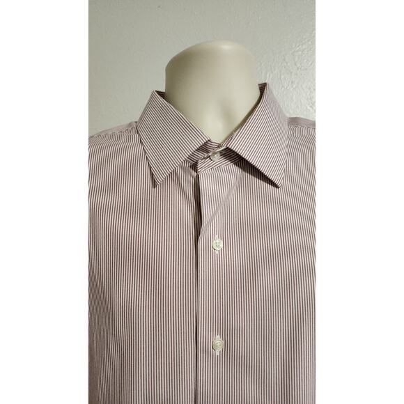 Brooks Brothers 1818 Regent Burgundy Stripe LS Shirt Button-up Cotton S 17.5 33 - Picture 2 of 6